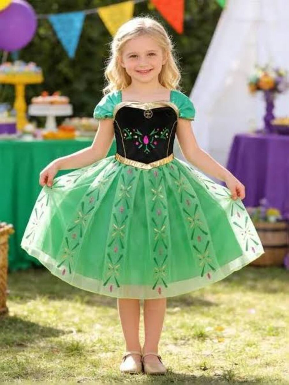 GORGEOUS FROZEN CORONATION ANNA LAYERED DRESS GOWN SIZE  6-7